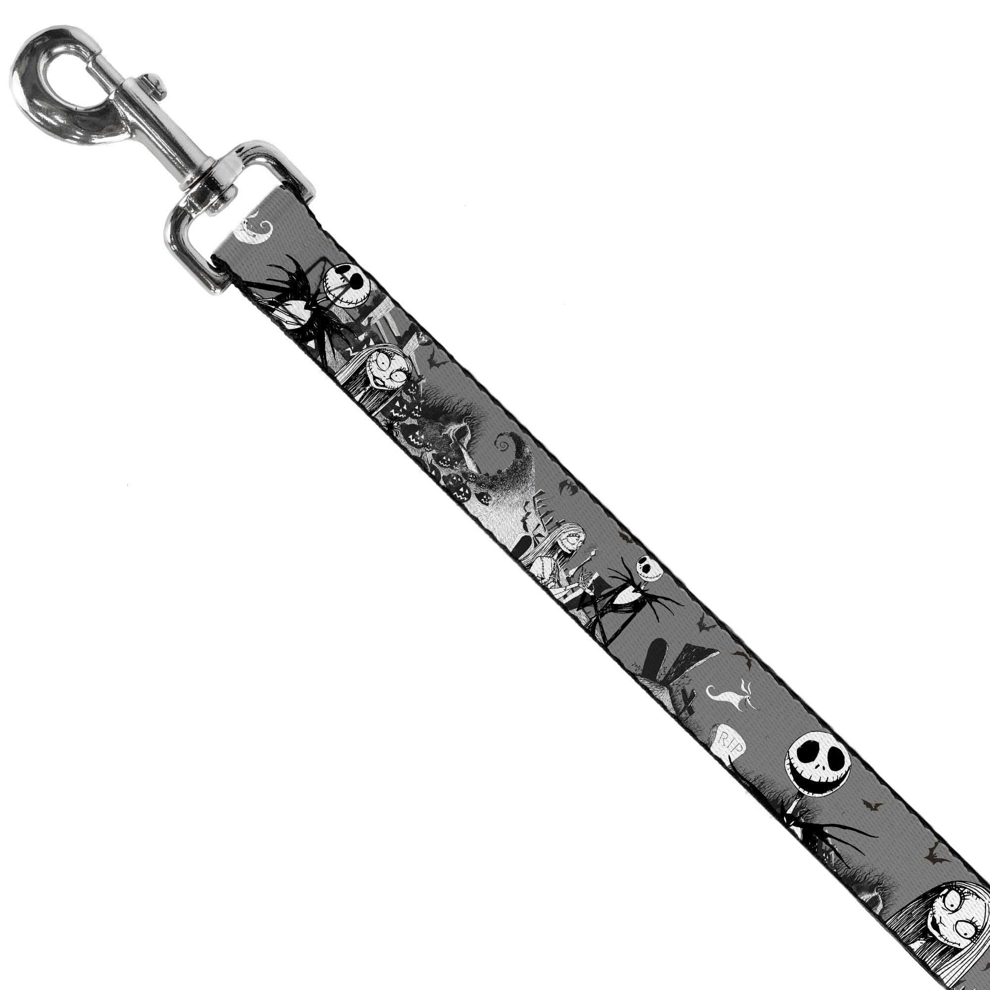 Dog Leash - NBC Jack & Sally Cemetery Scene Gray/Black/White 