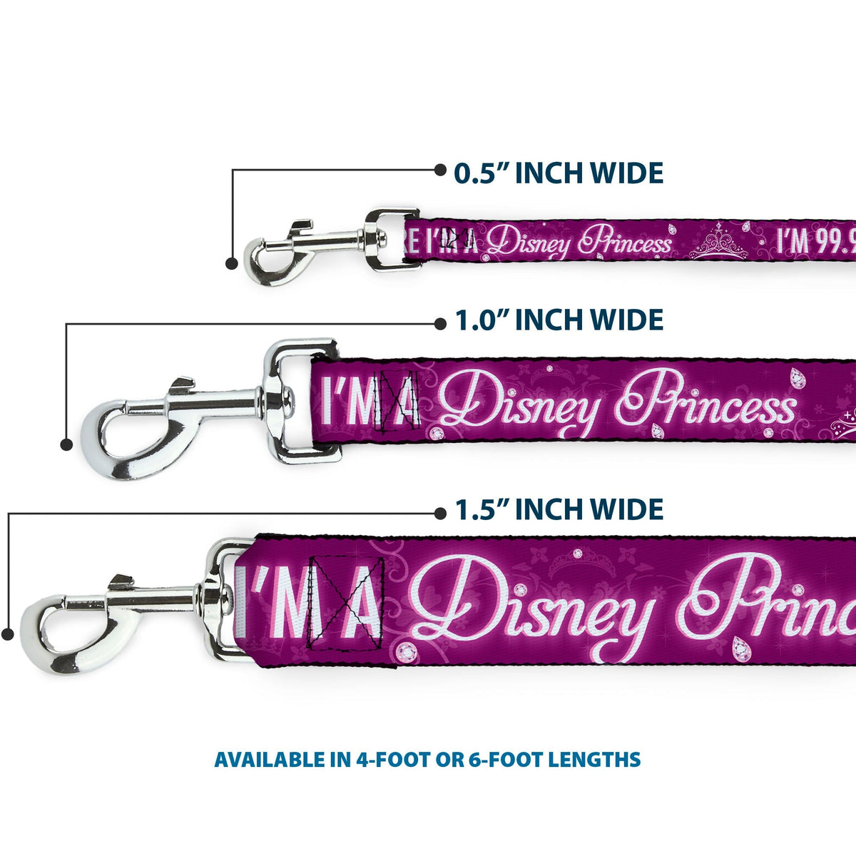 Dog Leash - IM 99.9% SURE IM A DISNEY PRINCESS Pinks/White 