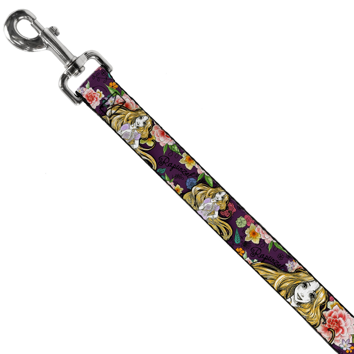 Dog Leash - Rapunzel Poses/Floral Collage Sketch Purple 