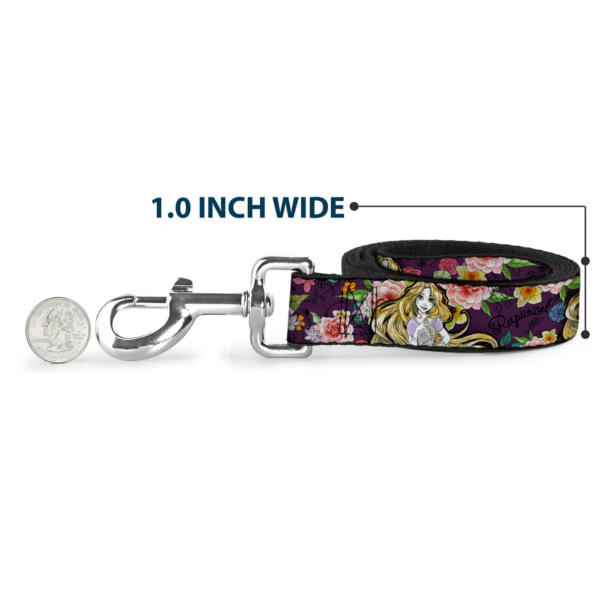 Dog Leash - Rapunzel Poses/Floral Collage Sketch Purple 