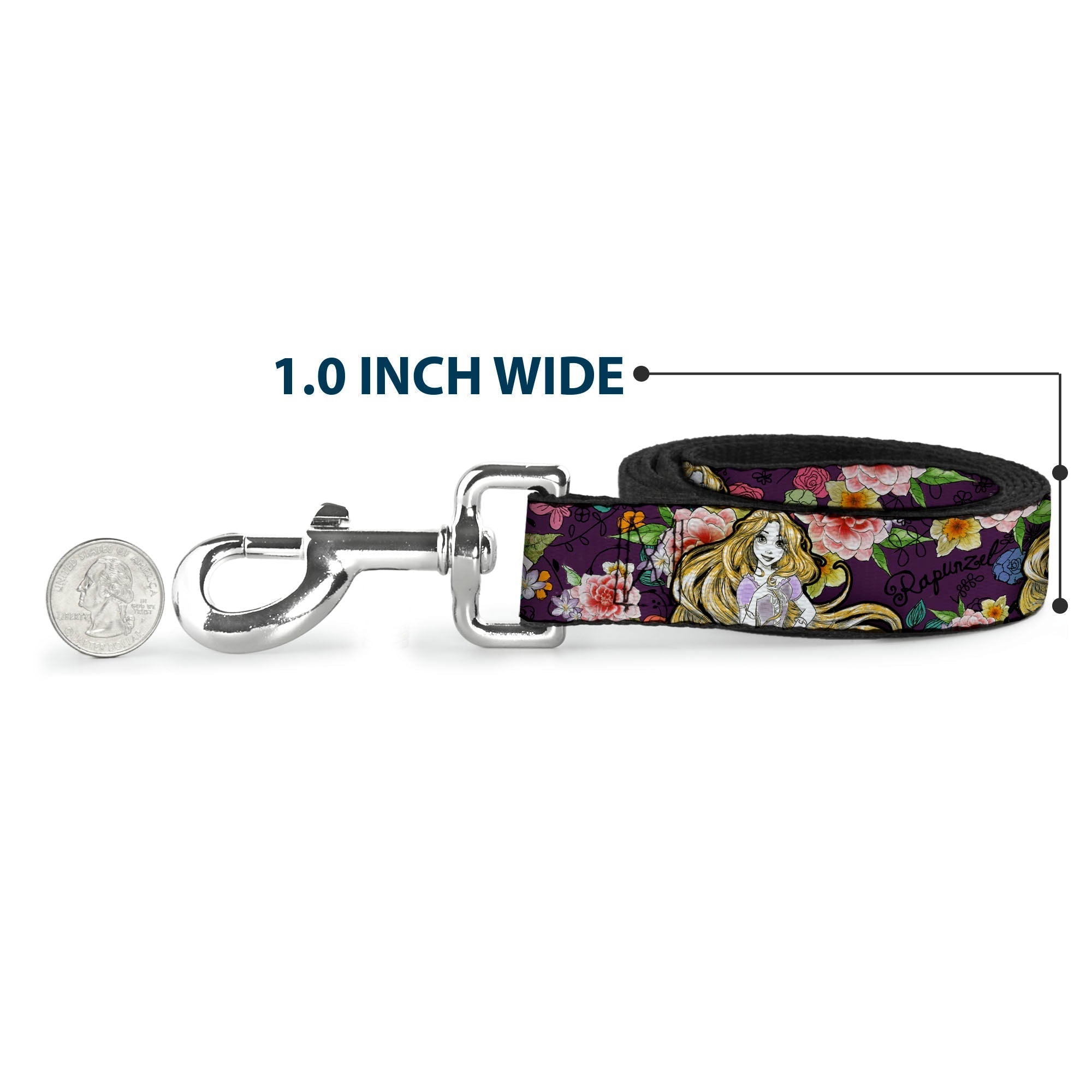 Dog Leash - Rapunzel Poses/Floral Collage Sketch Purple 