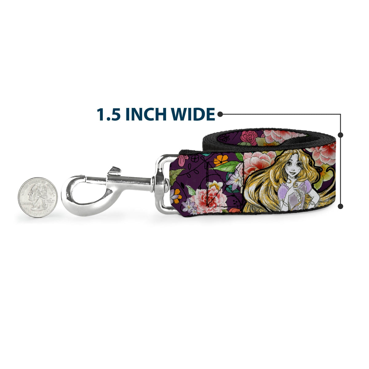 Dog Leash - Rapunzel Poses/Floral Collage Sketch Purple 