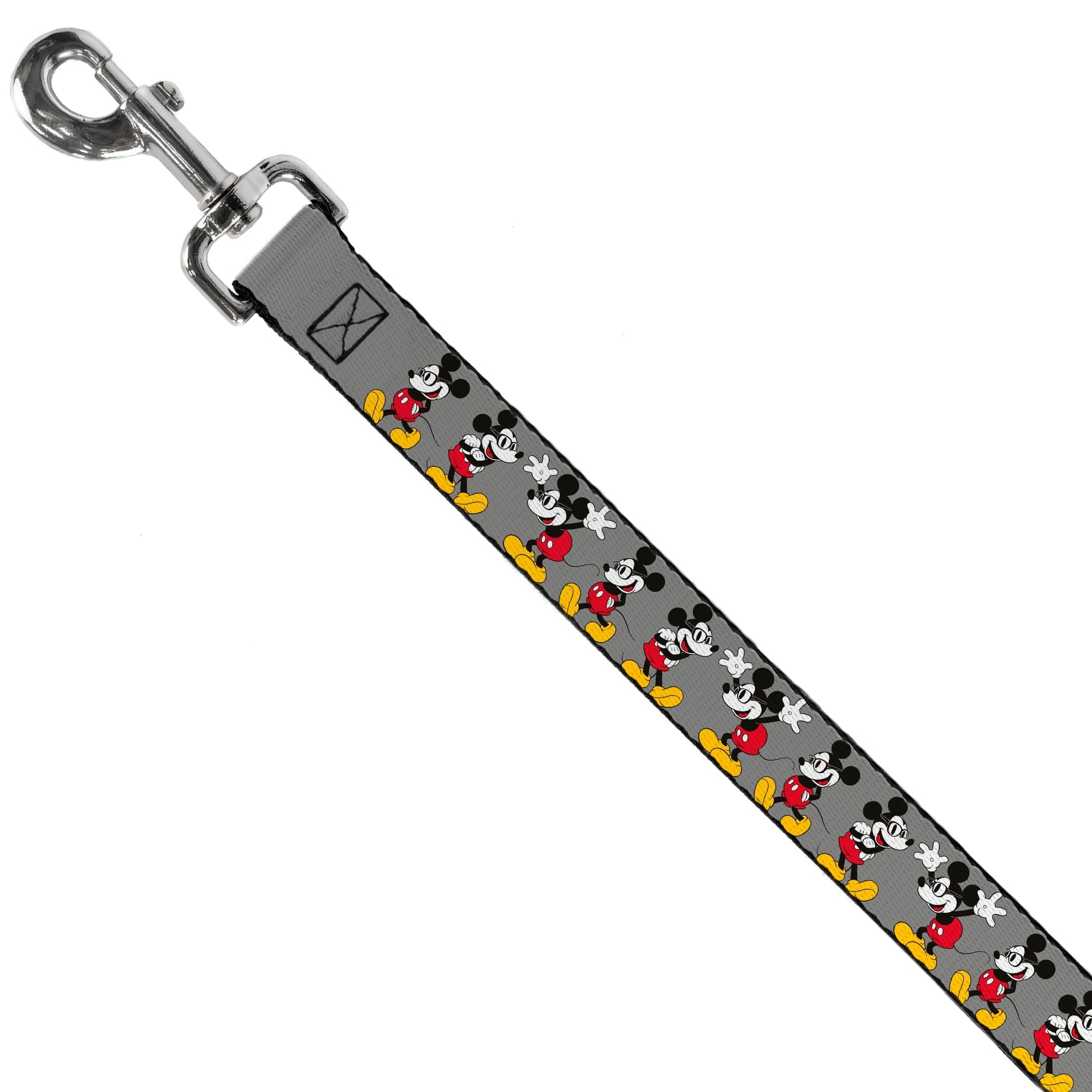 Dog Leash - Mickey Mouse w/Glasses Poses Gray 