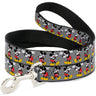 Dog Leash - Mickey Mouse w/Glasses Poses Gray