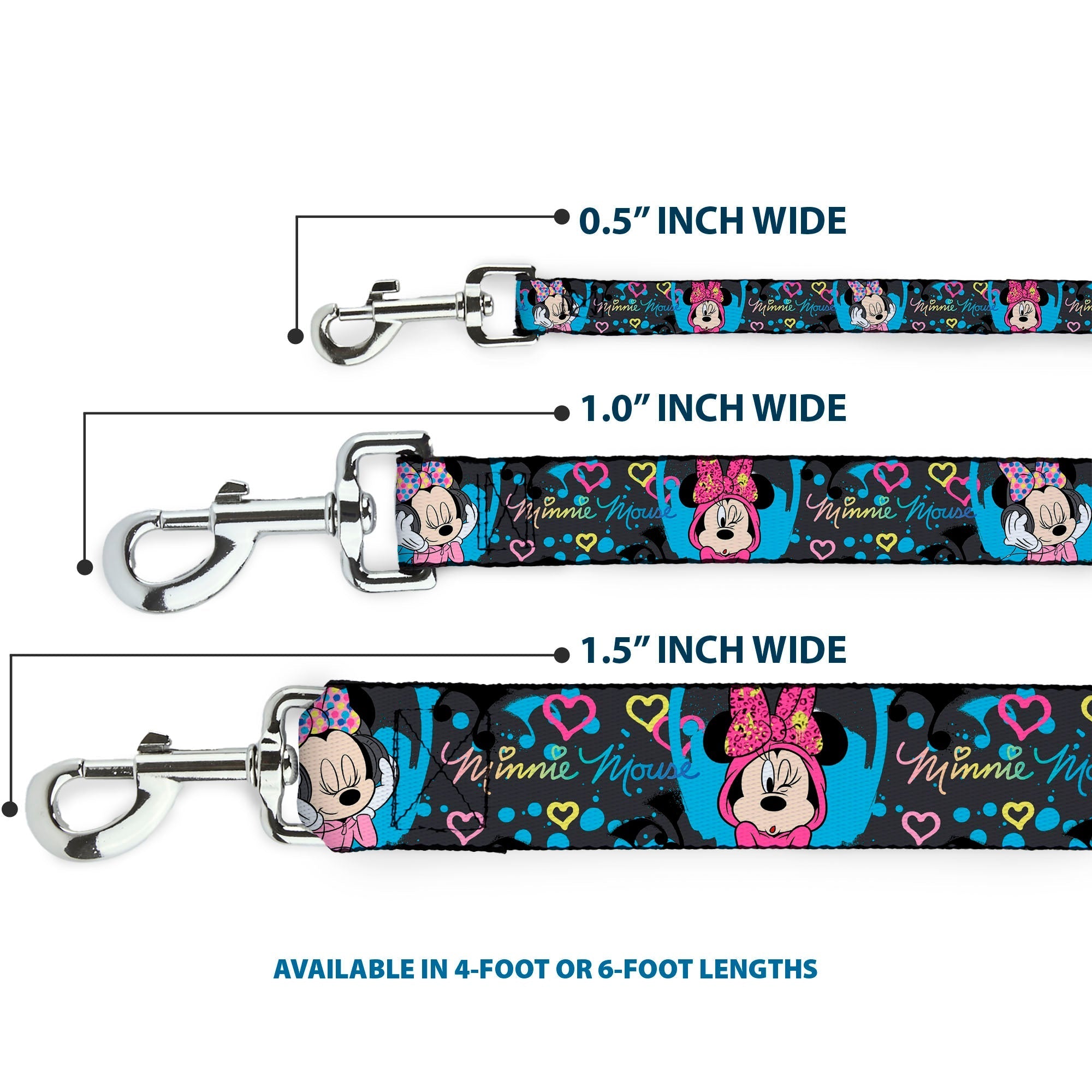 Dog Leash - Minnie Mouse Hoody & Headphone Poses Gray/Multi Color 