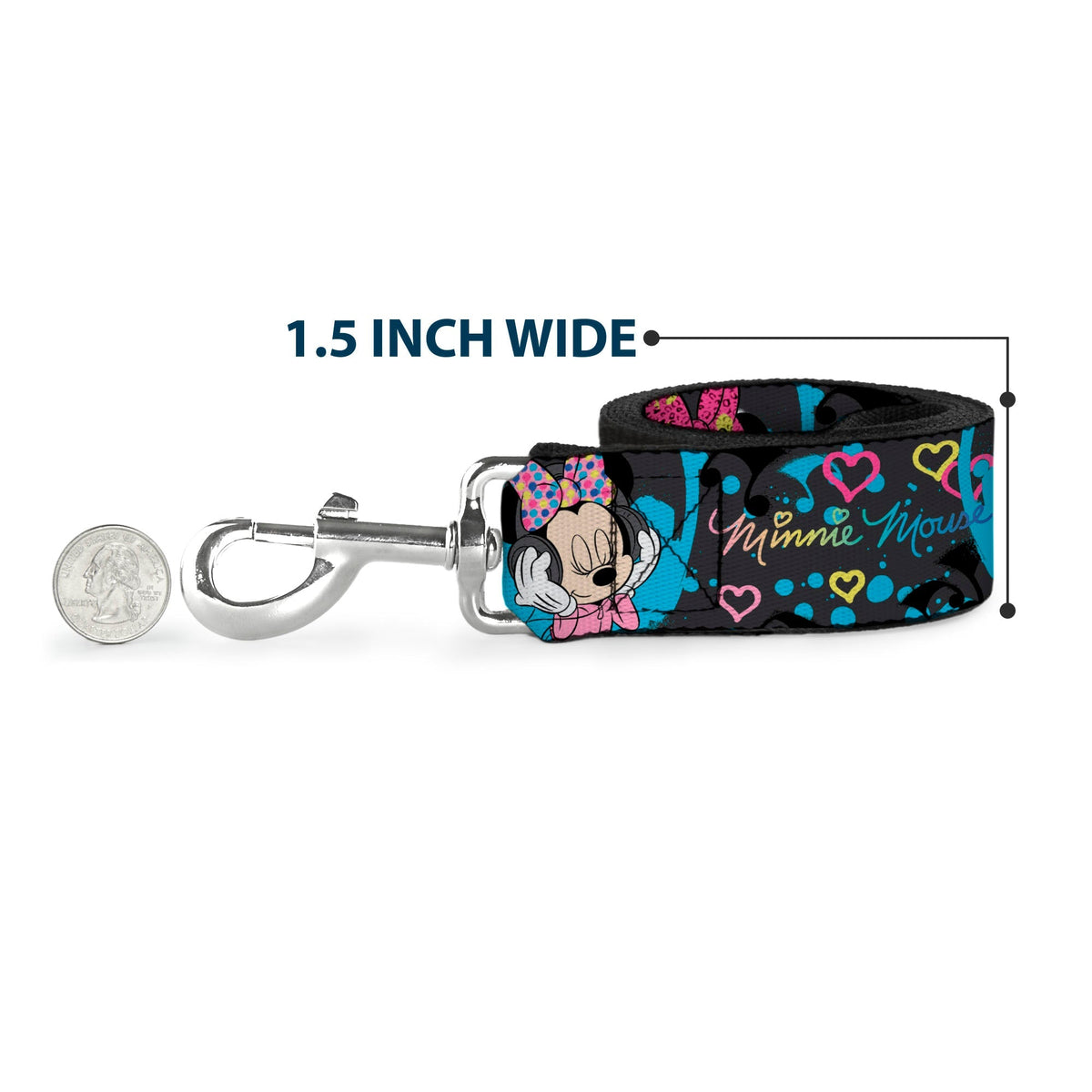 Dog Leash - Minnie Mouse Hoody & Headphone Poses Gray/Multi Color 