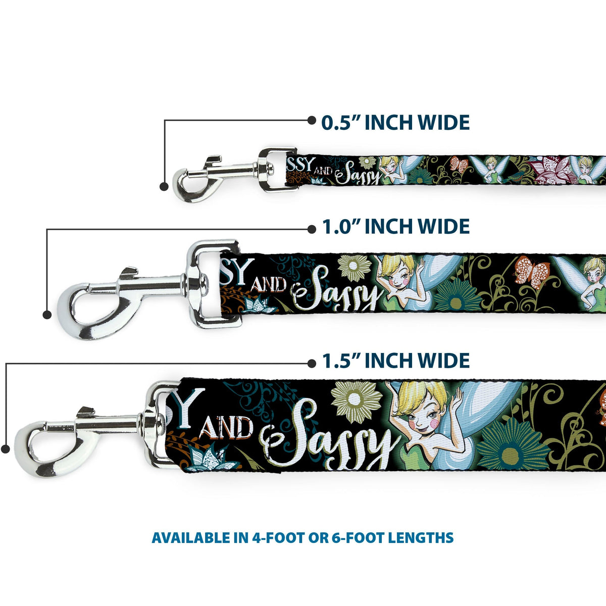 Dog Leash - Tinker Bell Floral Collage CLASSY AND SASSY 
