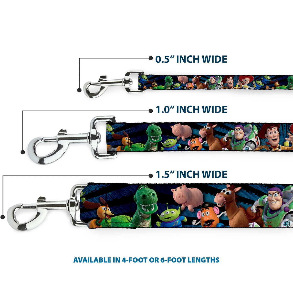 Dog Leash - Toy Story Characters Running Denim Rays 
