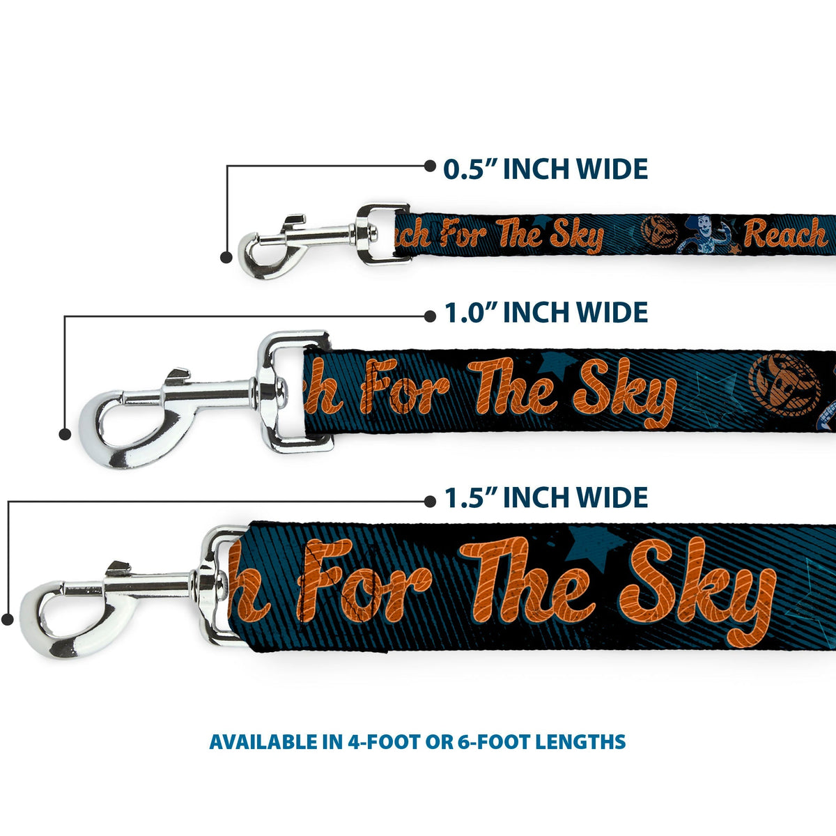 Dog Leash - Woody REACH FOR THE SKY Denim Blue Print 