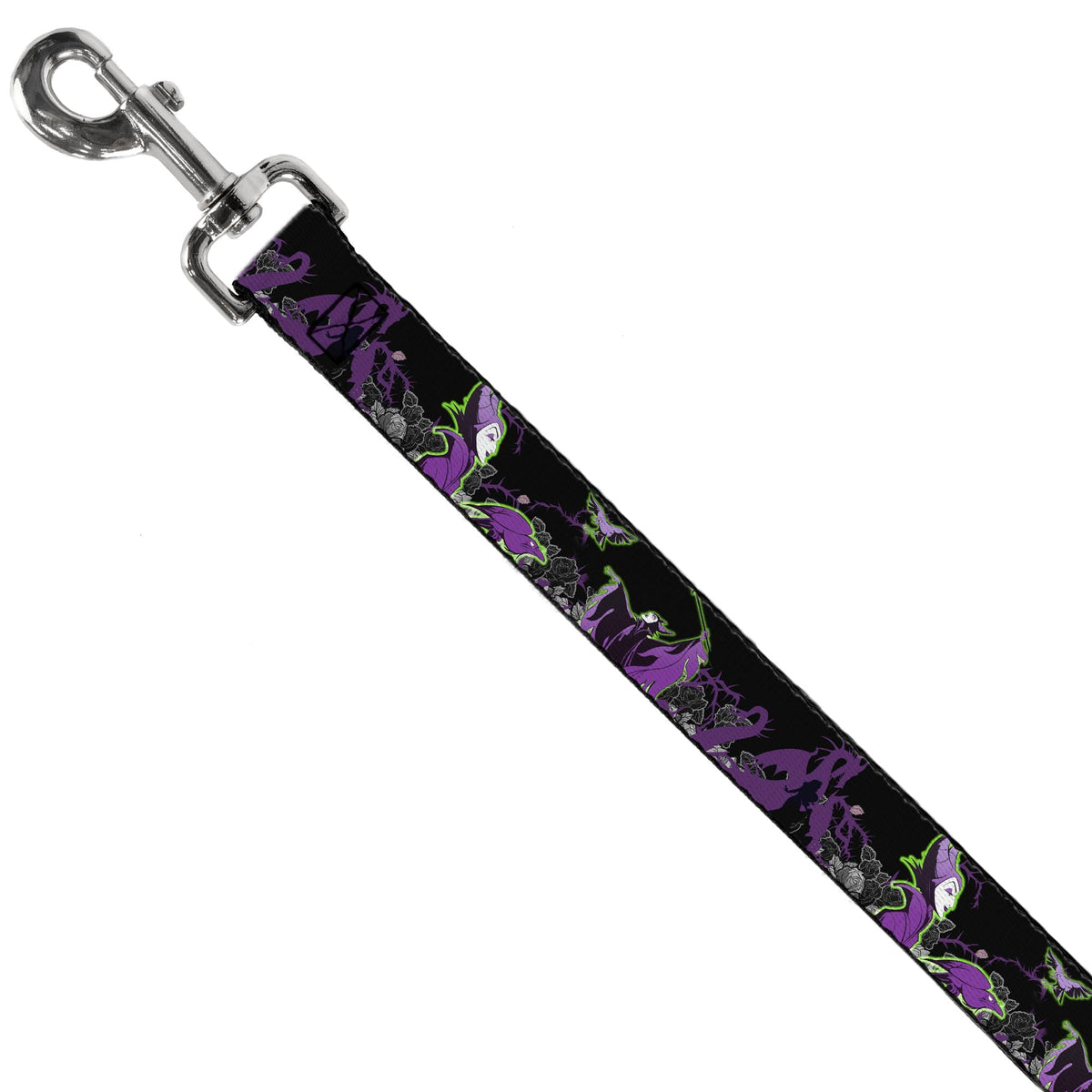 Dog Leash - Maleficent & Diablo Black Roses/Purples 