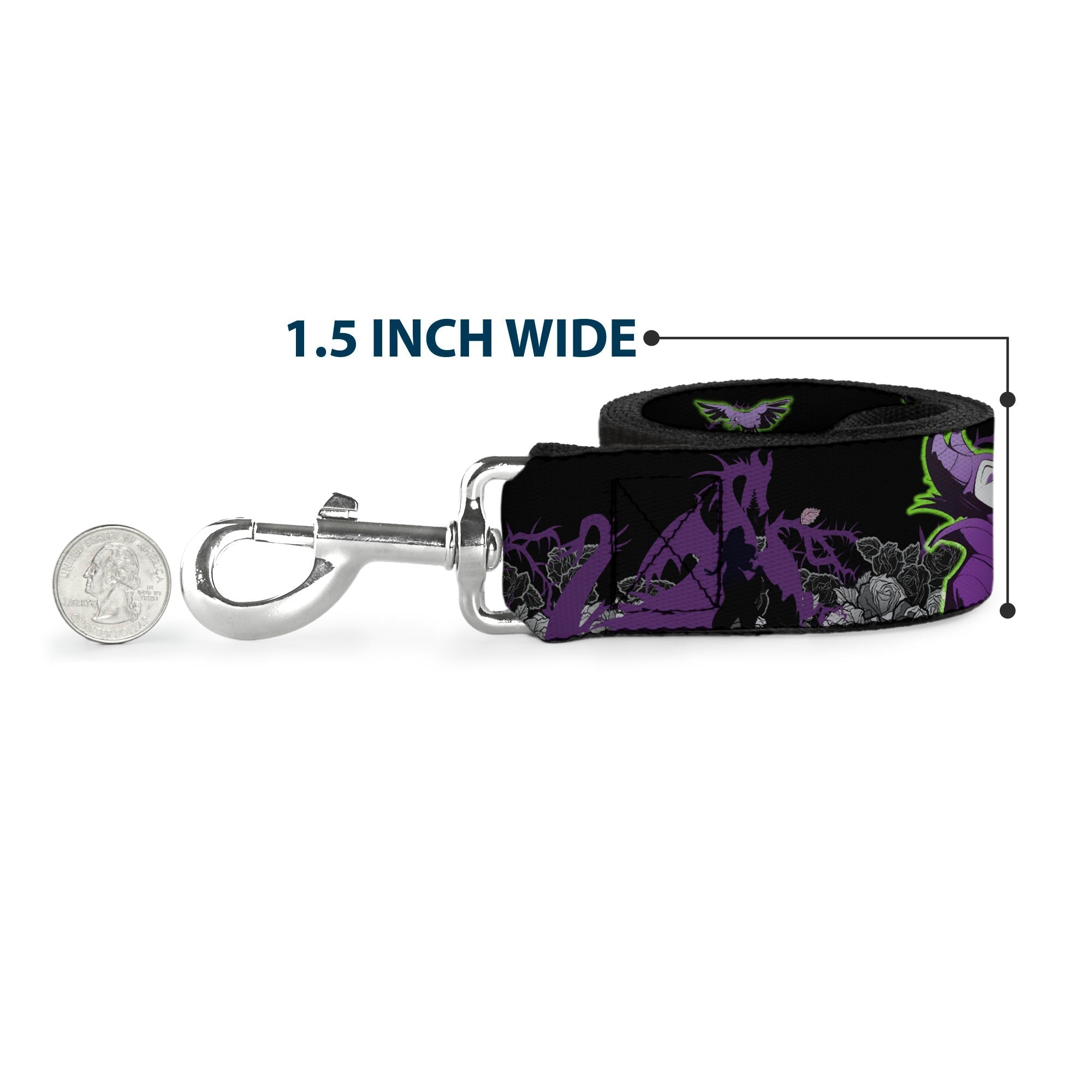 Dog Leash - Maleficent & Diablo Black Roses/Purples 