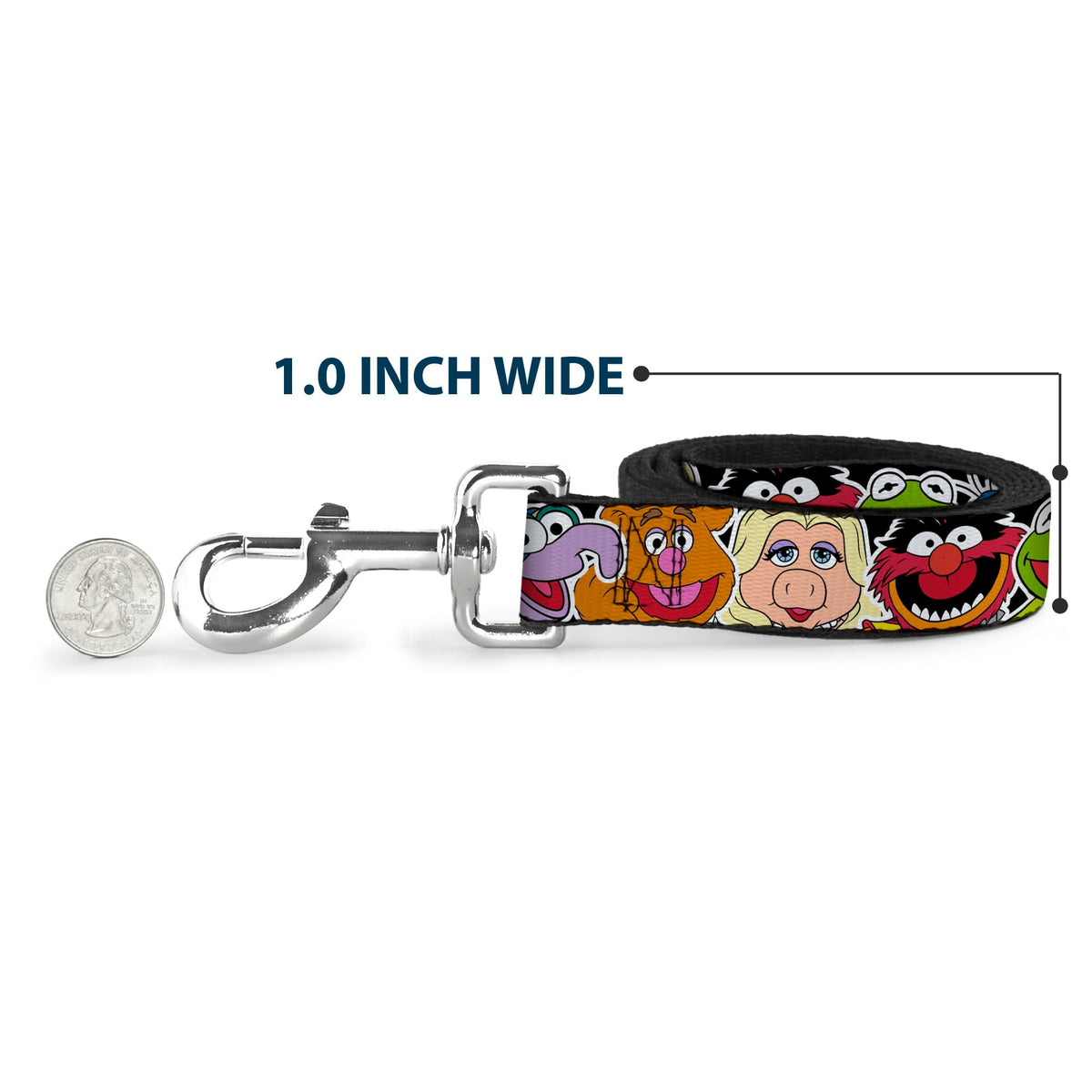 Dog Leash - Muppets Faces CLOSE-UP Black 