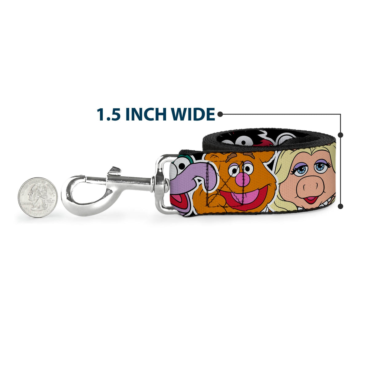 Dog Leash - Muppets Faces CLOSE-UP Black 