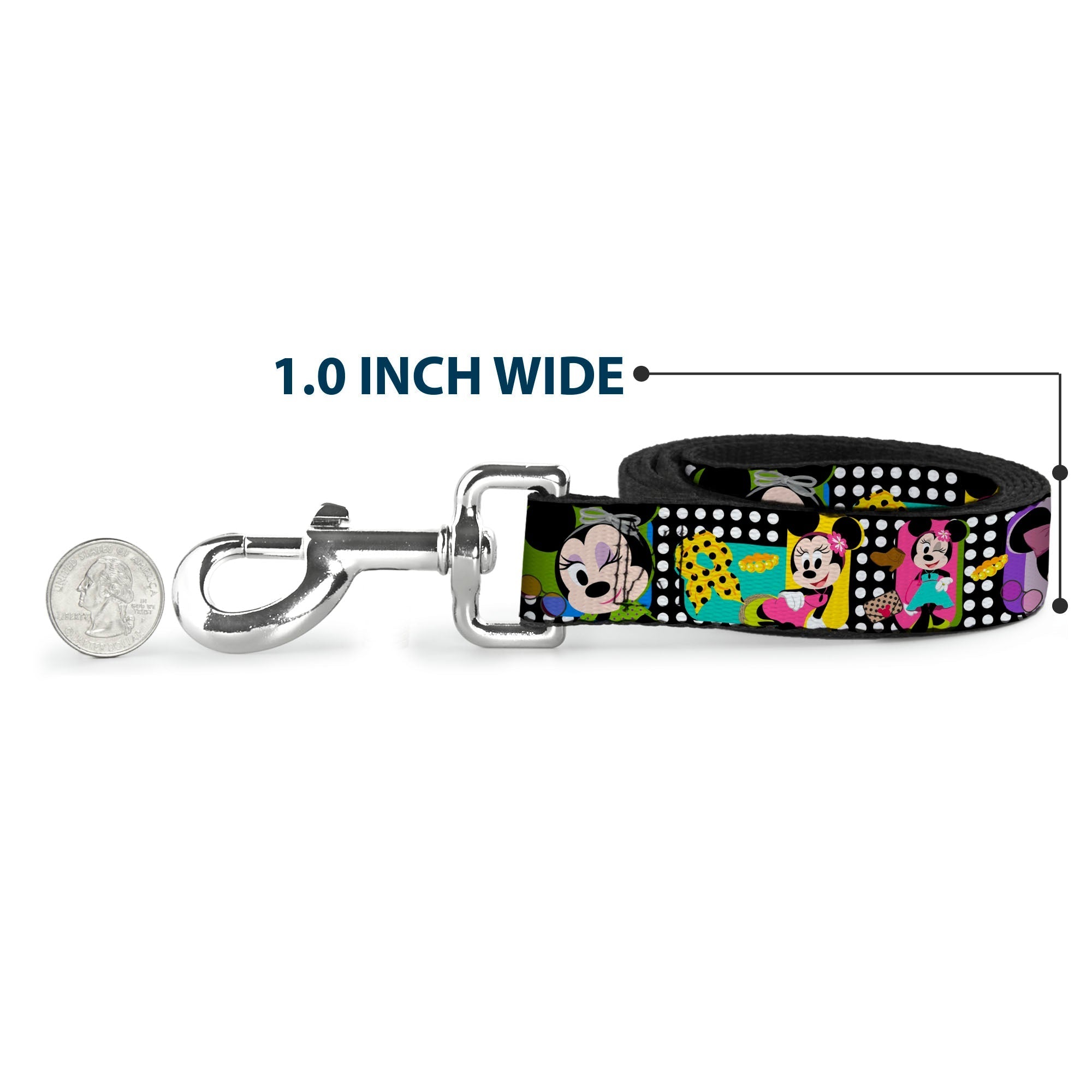Dog Leash - Mini Minnie Fashion Poses/Polka Dot Black/White/Multi Color 