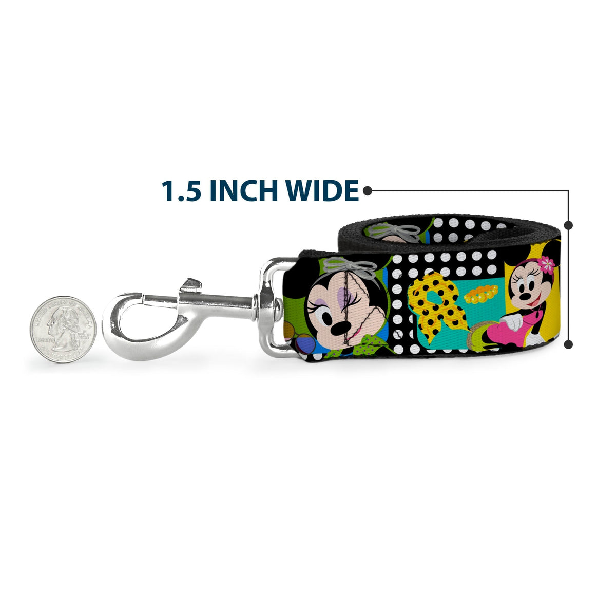 Dog Leash - Mini Minnie Fashion Poses/Polka Dot Black/White/Multi Color 