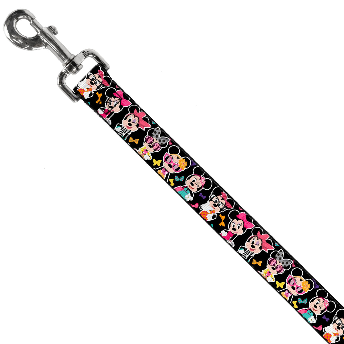 Dog Leash - Mini Minnie Expressions/Bows Black/Multi Color 