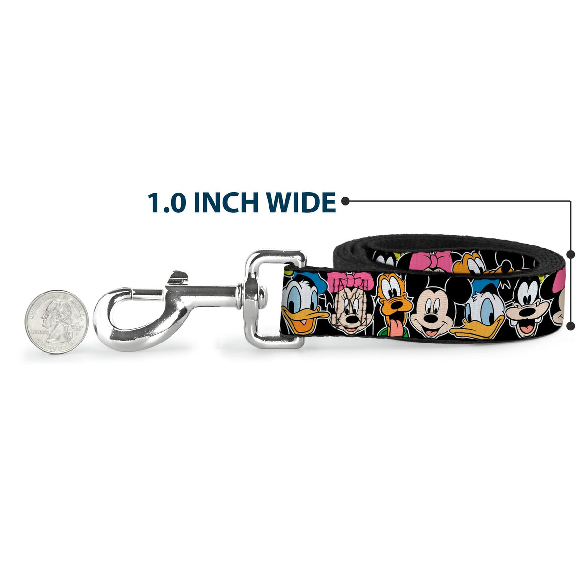 Dog Leash - Classic Disney Character Faces Black 