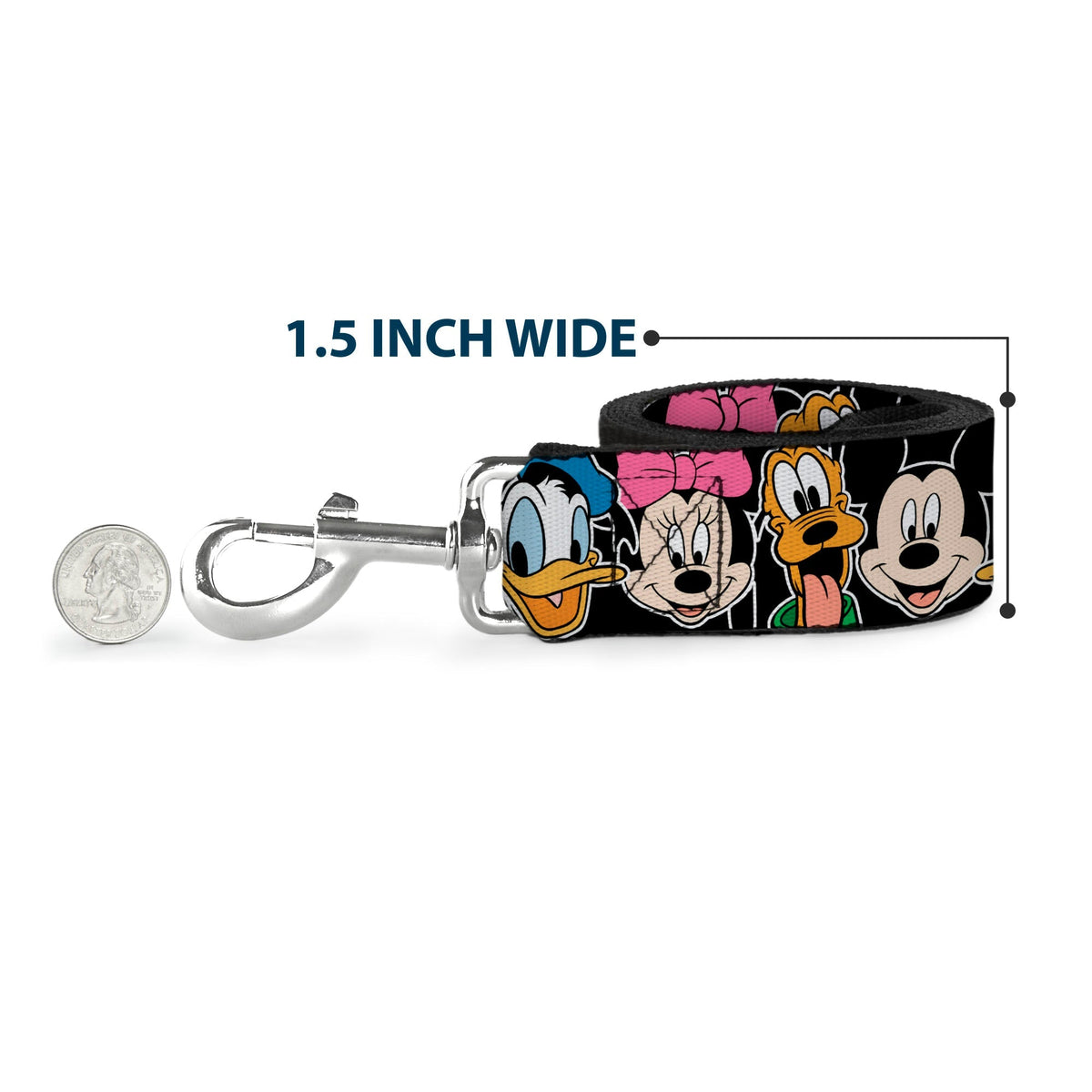 Dog Leash - Classic Disney Character Faces Black 