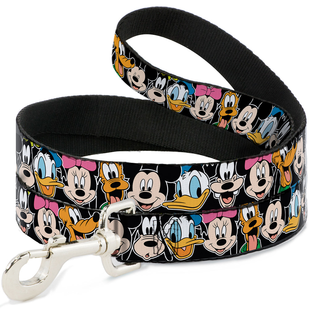 Dog Leash - Classic Disney Character Faces Black 