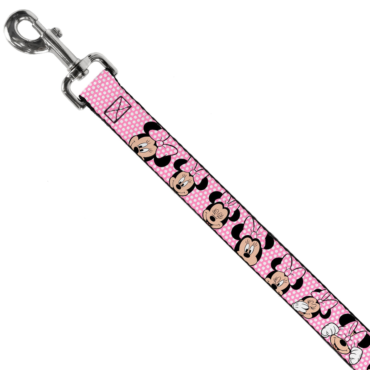Dog Leash - Minnie Mouse Expressions Polka Dot Pink/White 