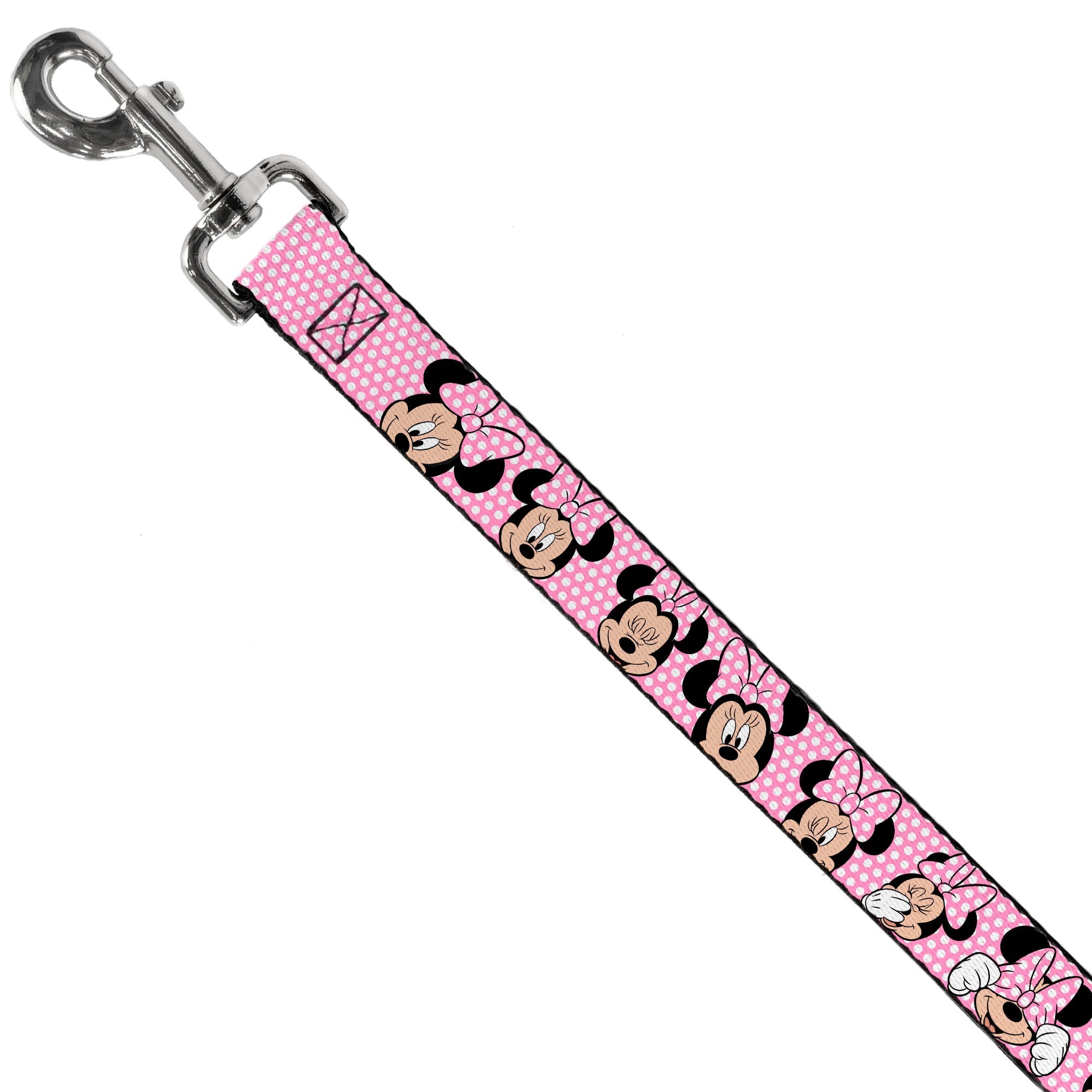 Dog Leash - Minnie Mouse Expressions Polka Dot Pink/White 