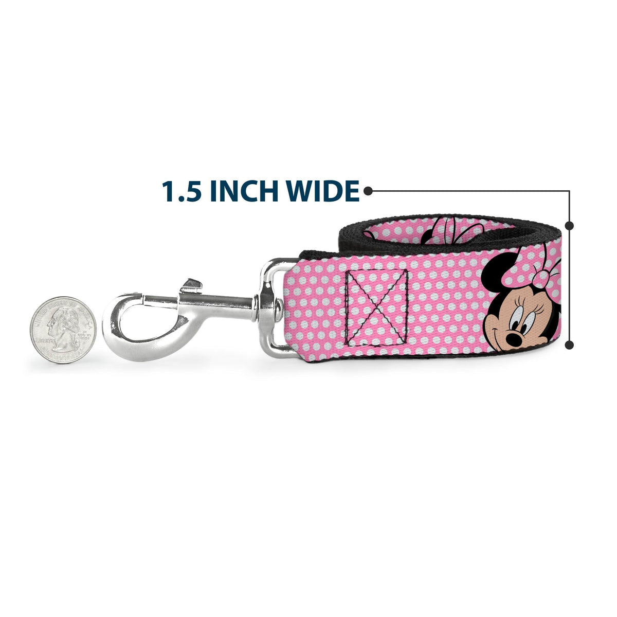 Dog Leash - Minnie Mouse Expressions Polka Dot Pink/White 