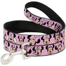 Dog Leash - Minnie Mouse Expressions Polka Dot Pink/White