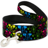 Dog Leash - Mickey Expressions/Paint Splatter Black/Multi Neon