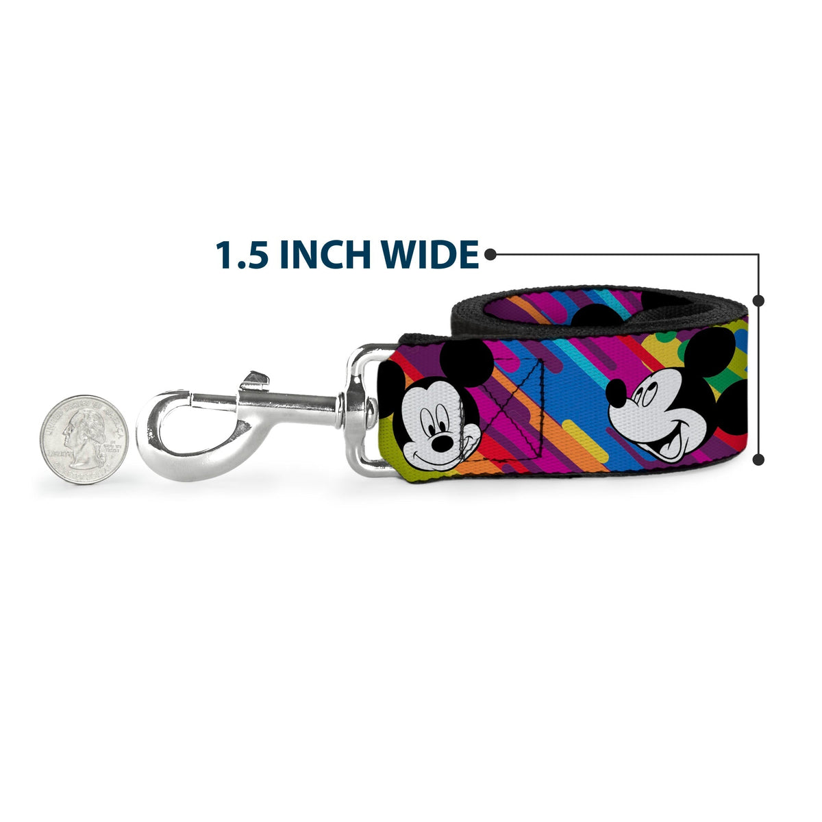 Dog Leash - Mickey Mouse Expressions Multi Color White/Black 