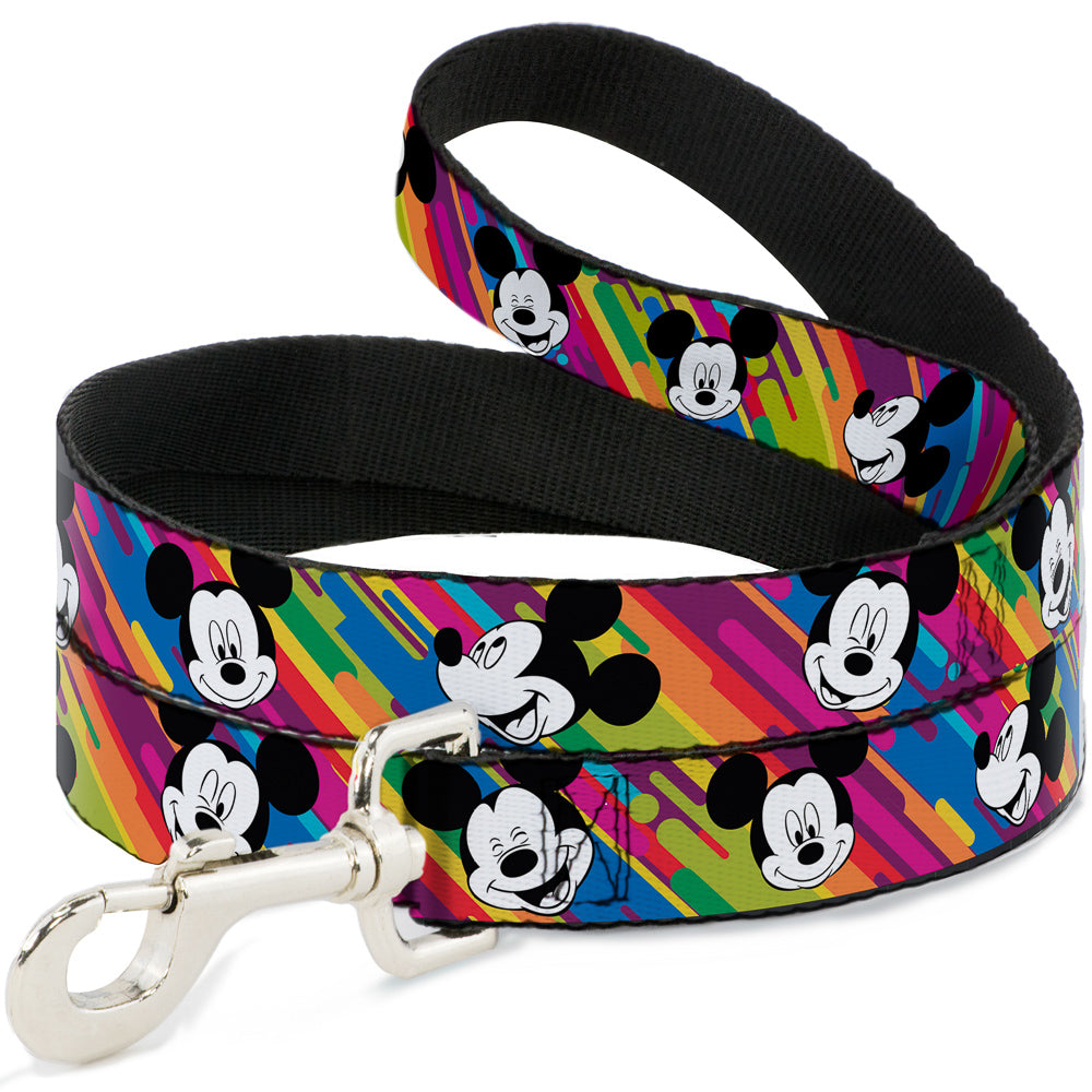 Dog Leash - Mickey Mouse Expressions Multi Color White/Black 