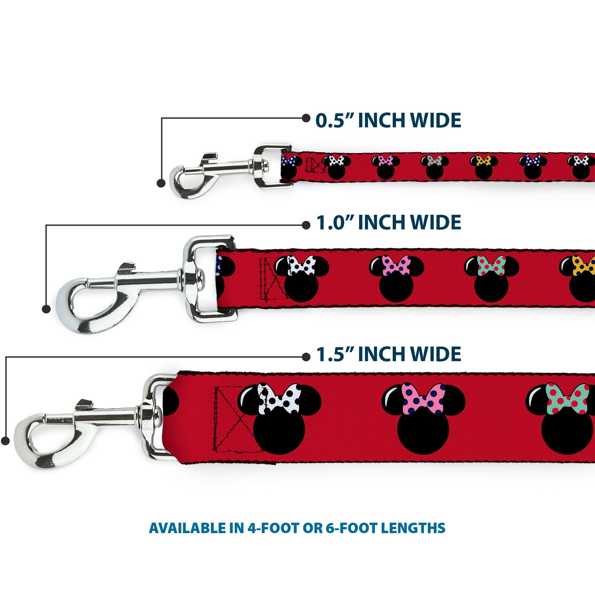 Dog Leash - Minnie Mouse Silhouette Red/Black/Polka Dot 