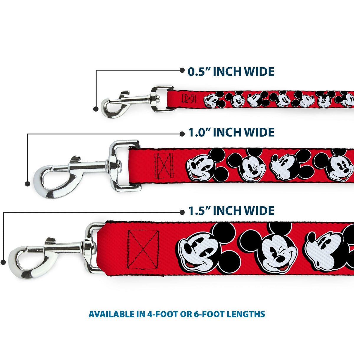 Dog Leash - Mickey Mouse Expressions Red/Black/White 