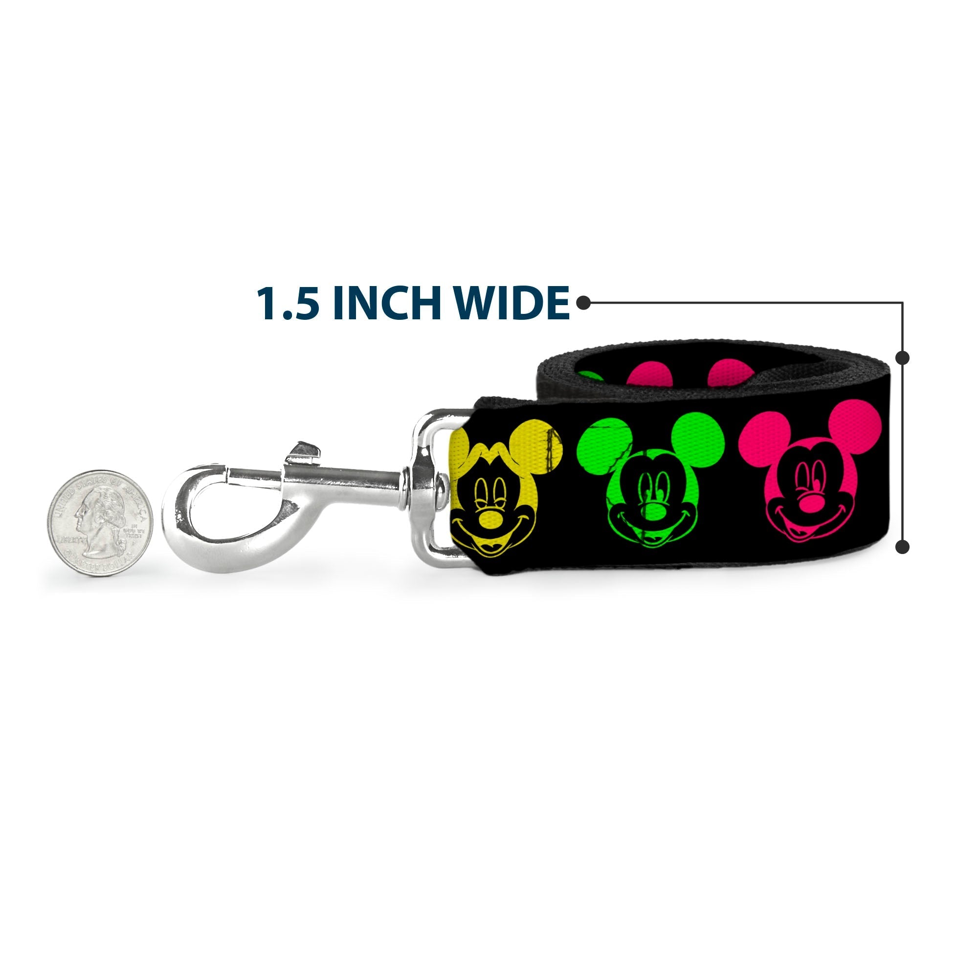 Dog Leash - Mickey Expressions Black/Multi Neon 