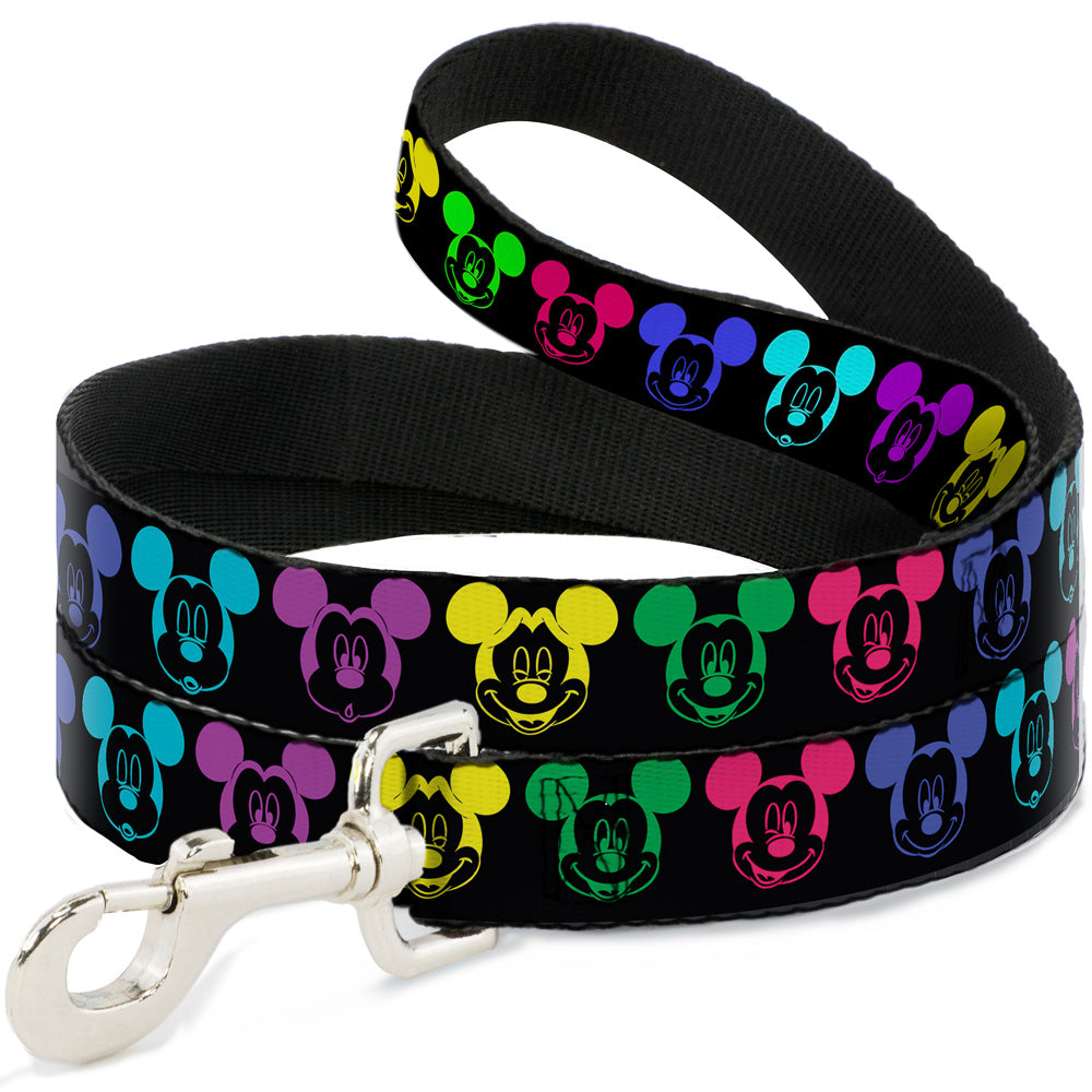 Dog Leash - Mickey Expressions Black/Multi Neon 