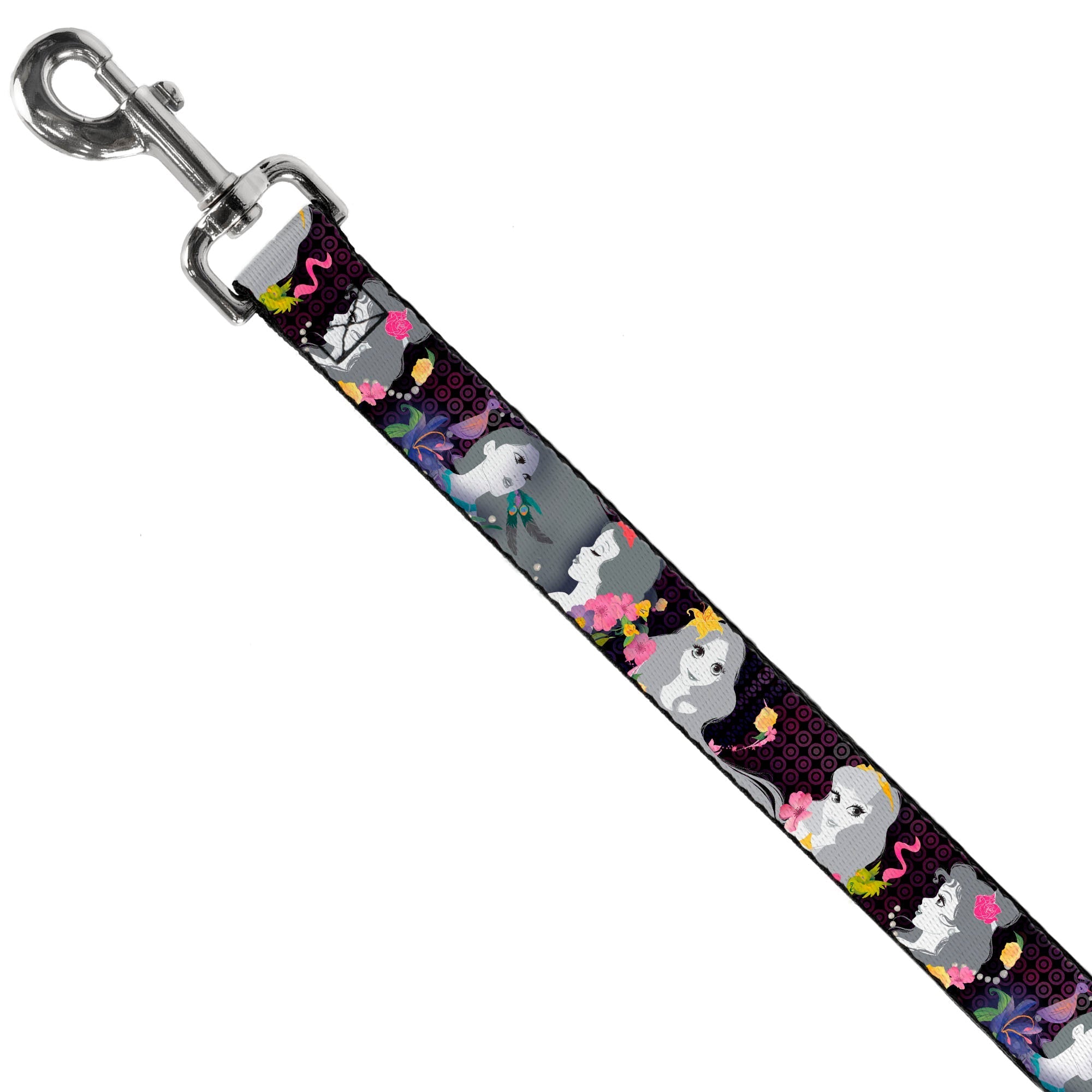 Dog Leash - Princess Silhouettes Dots Black/Purple/Gray/Multi Color 