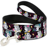 Dog Leash - Princess Silhouettes Dots Black/Purple/Gray/Multi Color