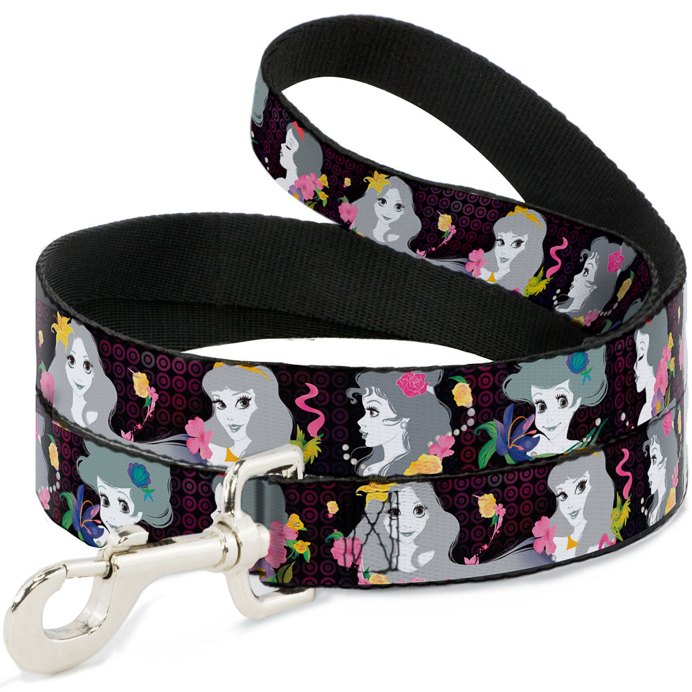Dog Leash - Princess Silhouettes Dots Black/Purple/Gray/Multi Color 