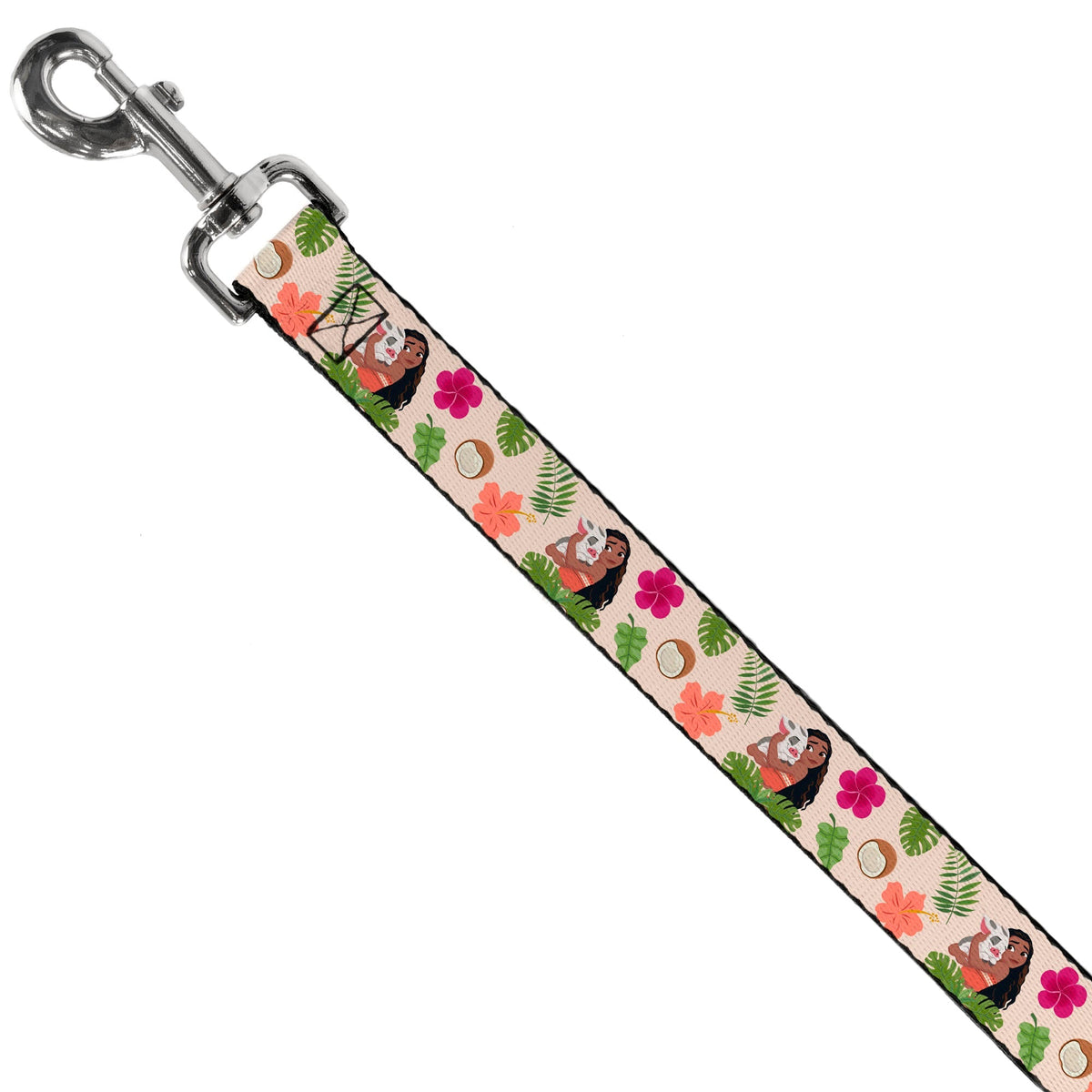 Dog Leash - Moana Hugging Pua Pose and Tropical Flora Beige 
