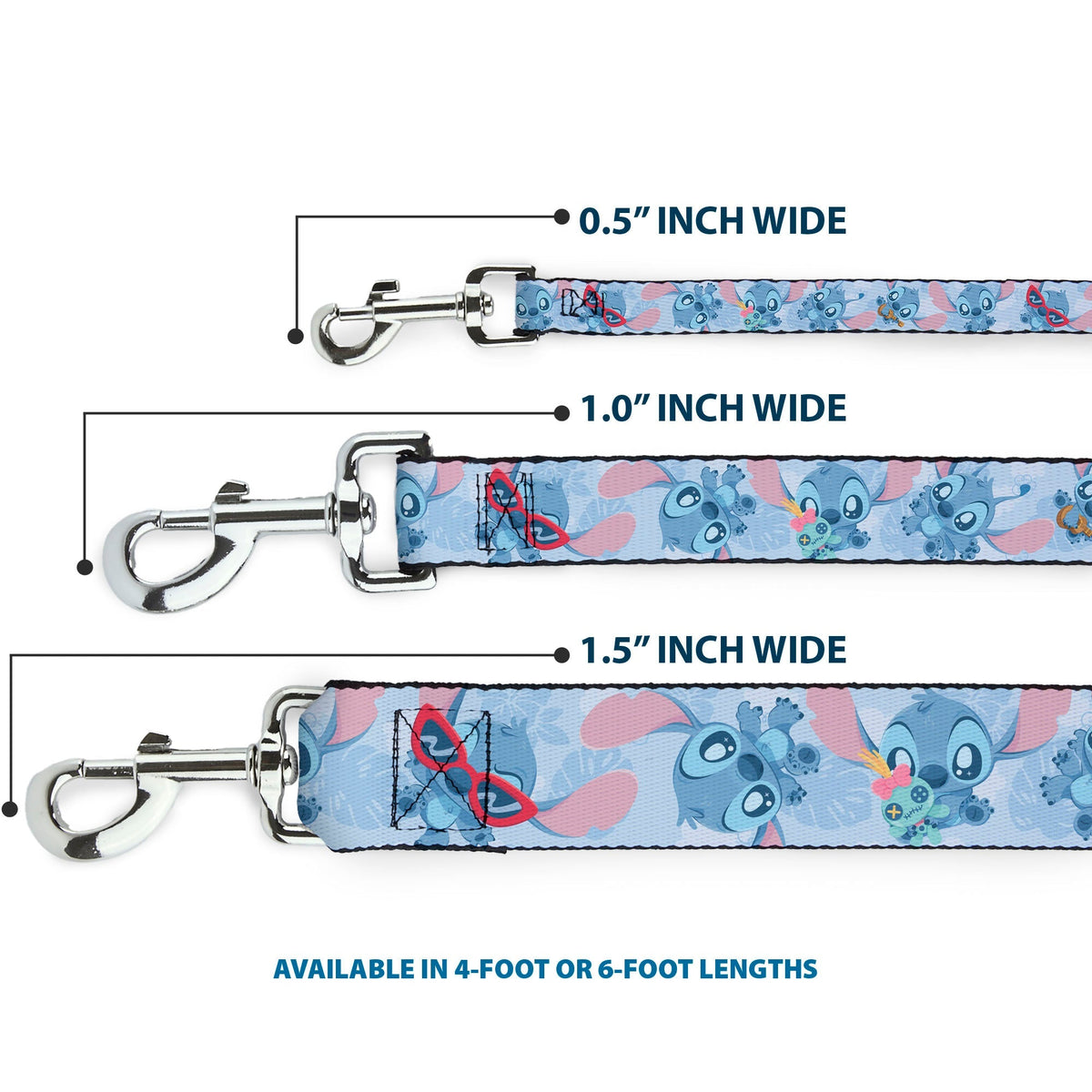 Dog Leash - Baby Stitch Poses Close-Up Baby Blue 