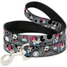 Dog Leash - Mickey & Minnie Peek-a-Boo Expressions Swirl Black/White