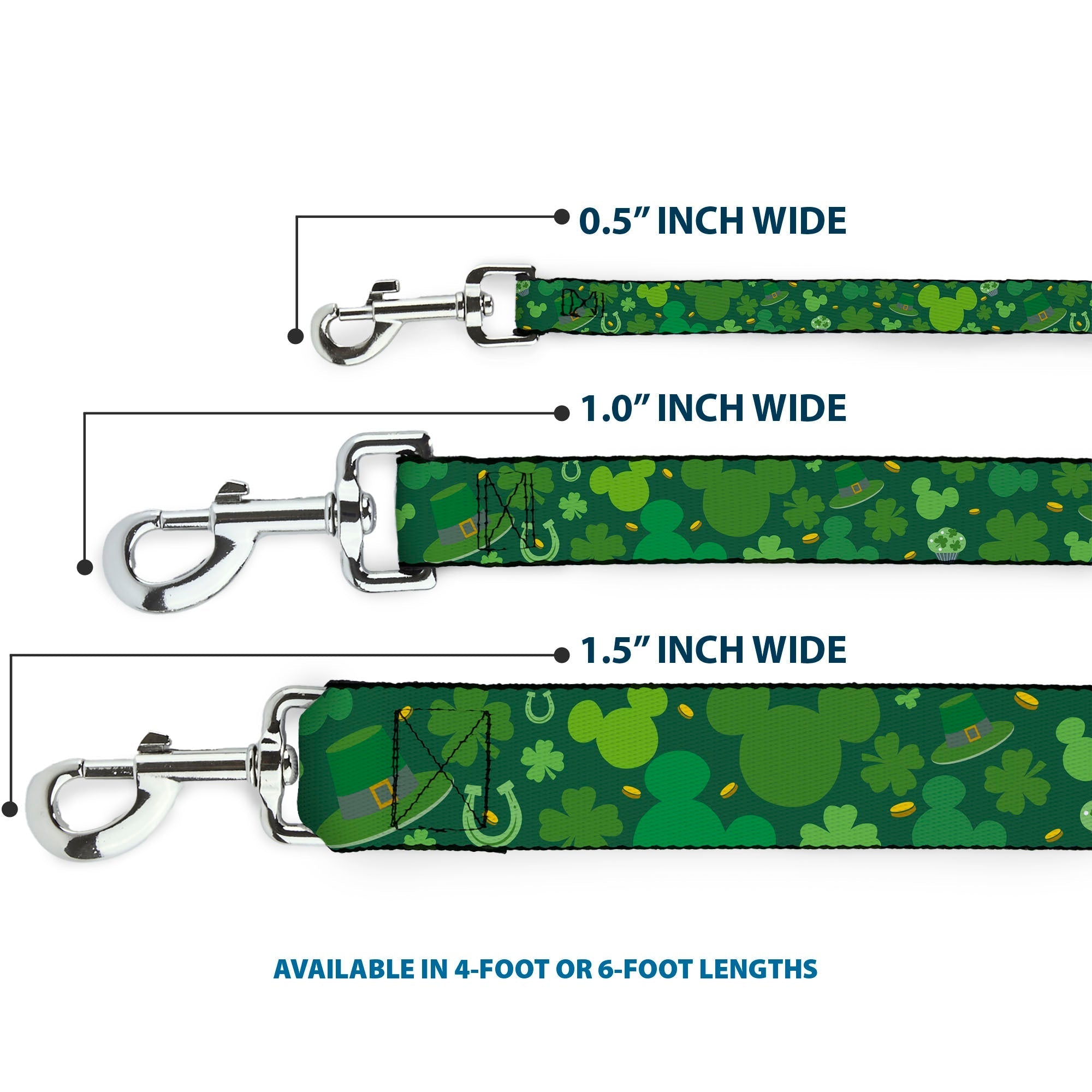 Dog Leash - St. Patricks Day Mickey Collage Greens 