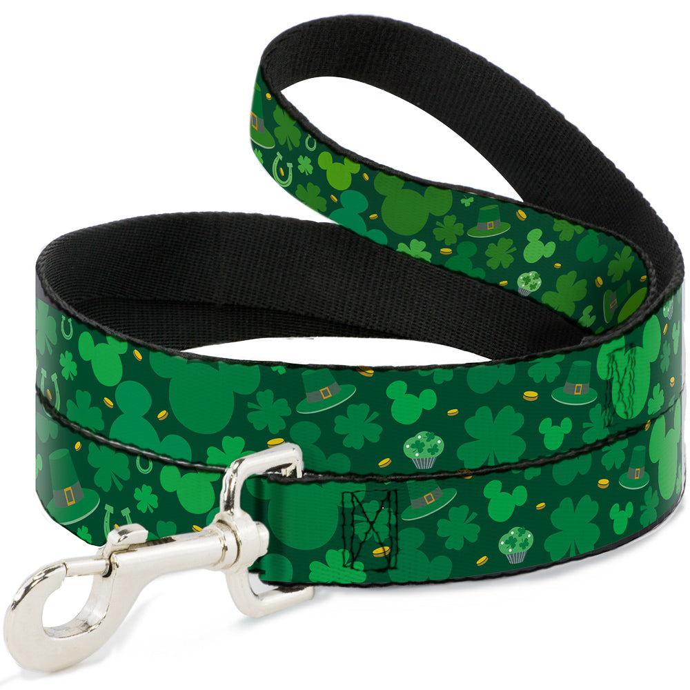 Dog Leash - St. Patricks Day Mickey Collage Greens 