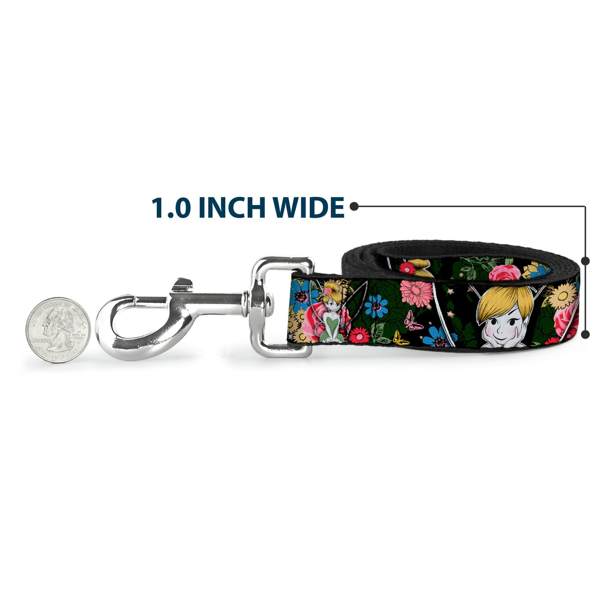 Dog Leash - Tinker Bell Poses/Sleeping Floral Collage 