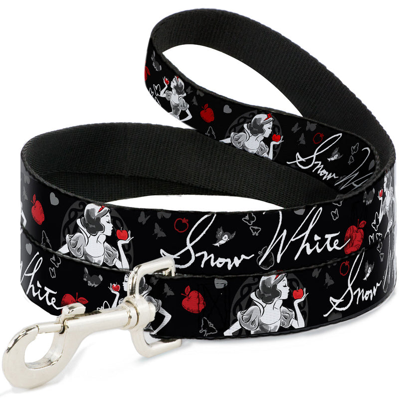 Dog Leash - SNOW WHITE Apple Poses/Butterflies Black/Gray/Red 