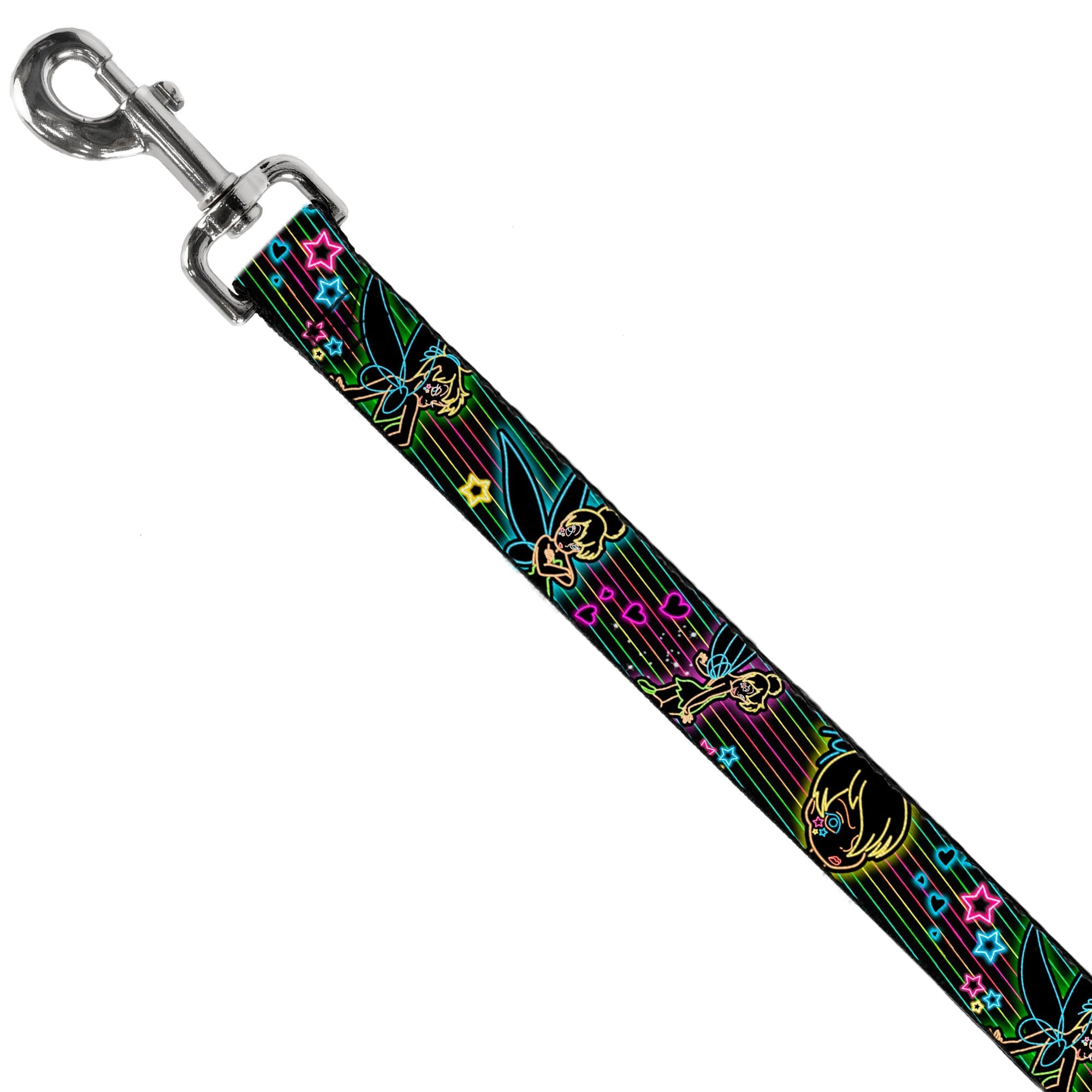 Dog Leash - Electric Tinkerbell Poses/Stripes Black/Multi Neon 