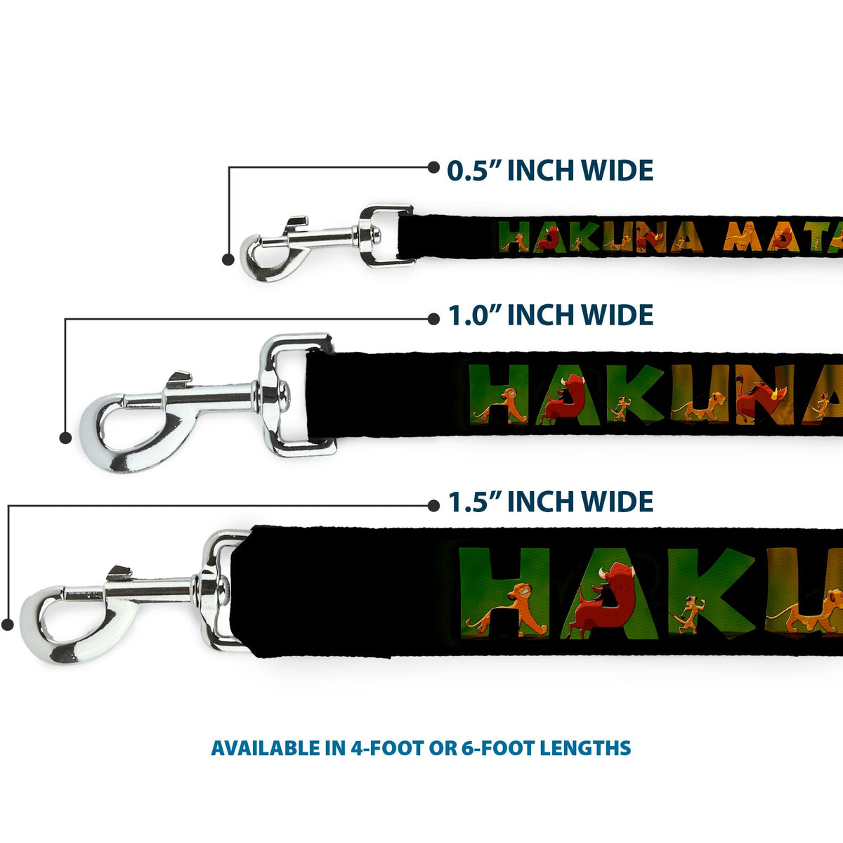 Dog Leash - HAKUNA MATATA Black/Lion King Scenes 