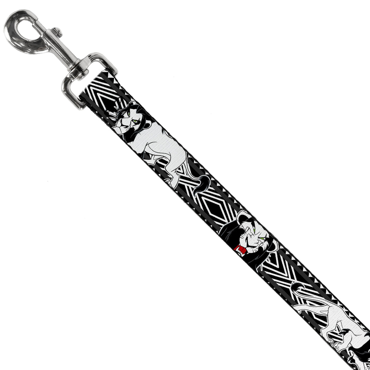 Dog Leash - Lion King Scar Poses White/Black 