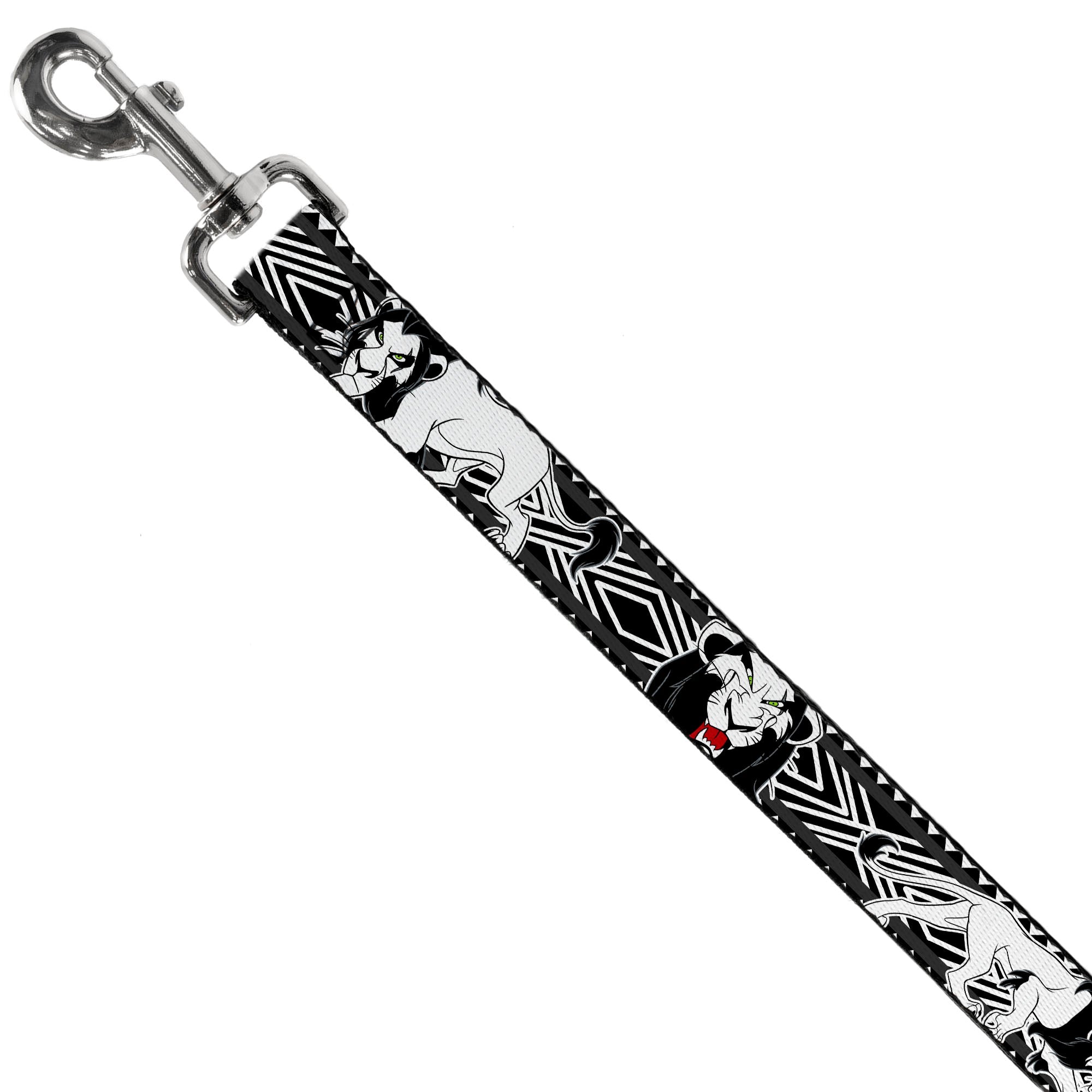 Dog Leash - Lion King Scar Poses White/Black 