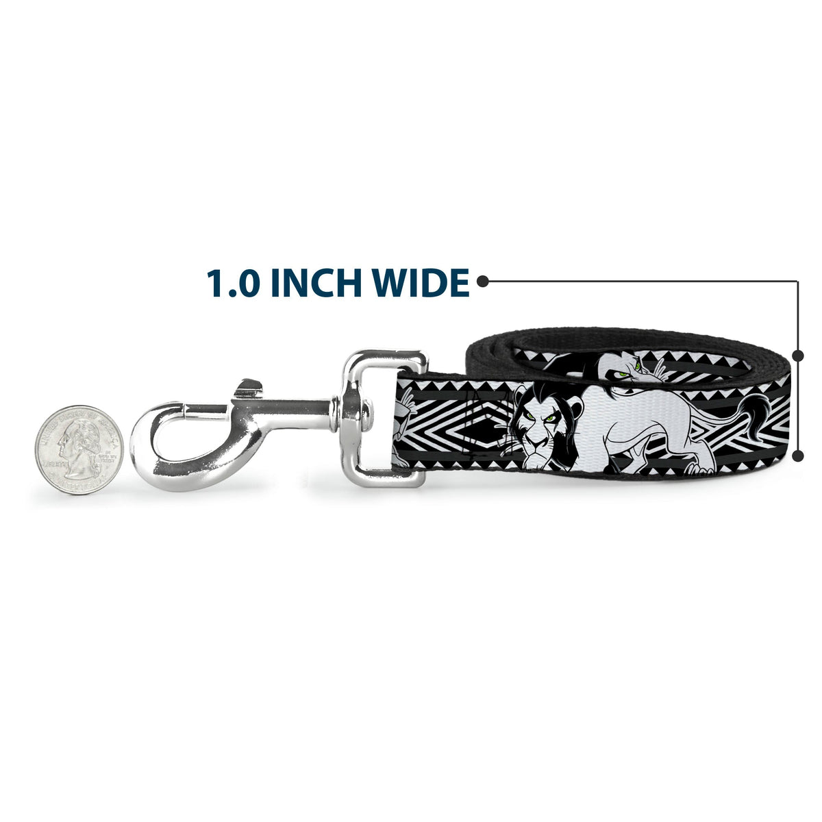 Dog Leash - Lion King Scar Poses White/Black 