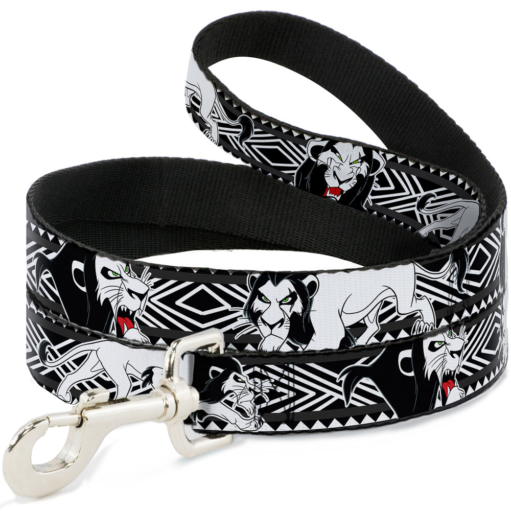 Dog Leash - Lion King Scar Poses White/Black 